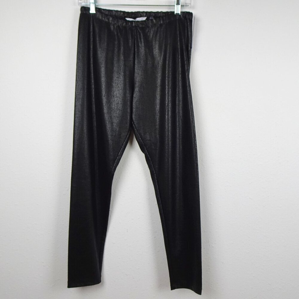 Peter Nygard Tapered Pants Women's Petite Size MP Black Crackle Stretch